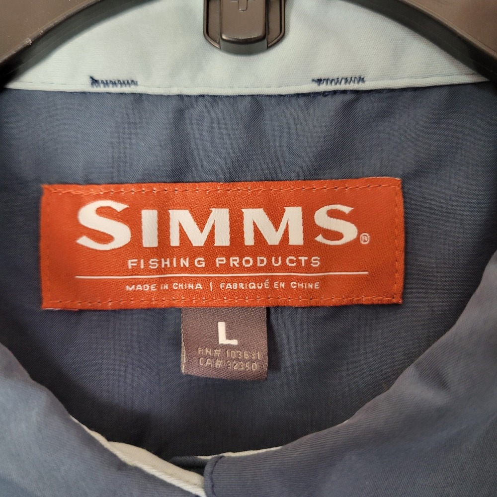 Simms Fishing Shirt Womens Large Pearl Snap Blue Western Long Sleeve Button-Up - Picture 4 of 9